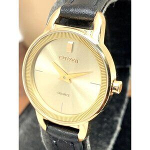 Citizen Women's Watch EZ7003-51X Quartz Rose Gold Petite 26mm Black Leather